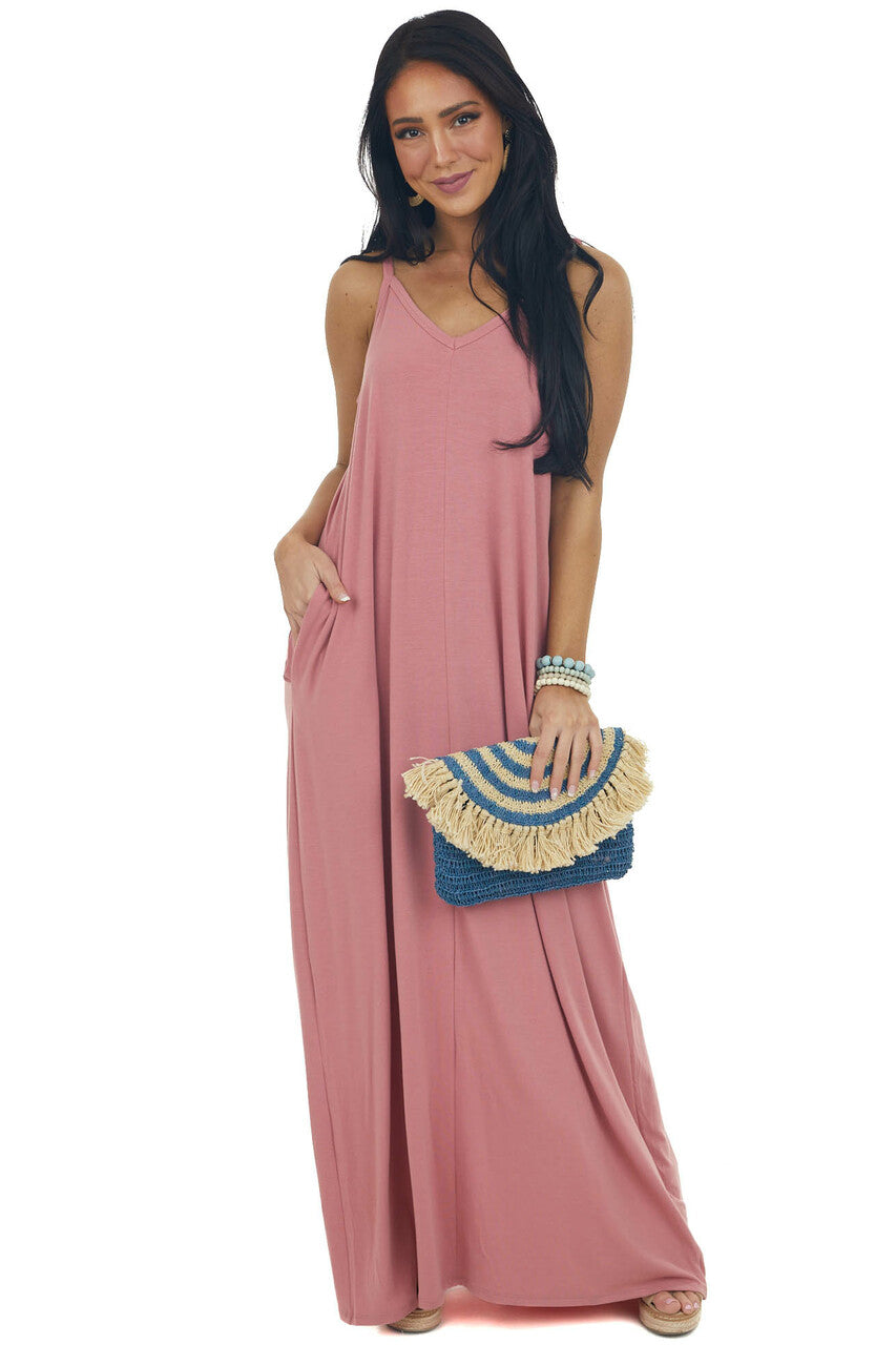 Punch Sleeveless Knit Maxi Dress with ...